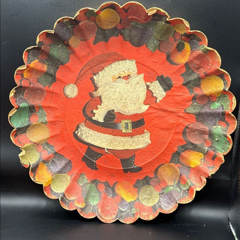 Vintage 1960’s Hallmark paper Santa Holiday Plate